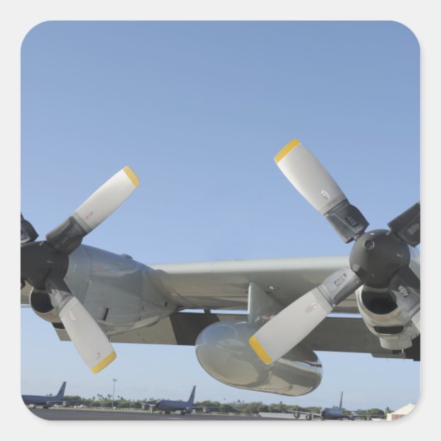 Die Flügel eines LC-130 Hercules Quadratischer Aufkleber (Vorderseite)