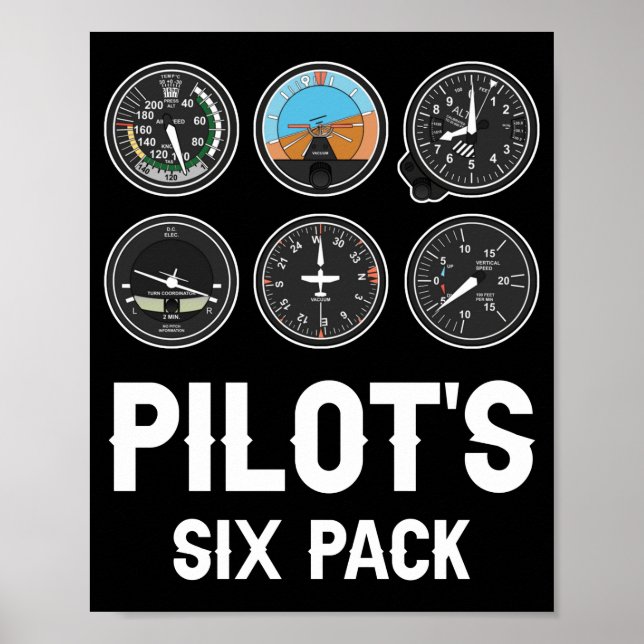 Die Fluginstrumente des Piloten mit Sixpack Poster (Vorne)