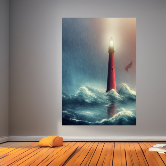 Die Flut und der Leuchtturm | AI Art Poster (Von Creator hochgeladen)