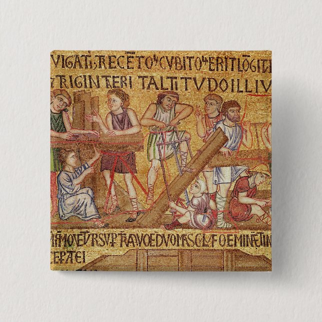 Die Flut, vom Atrium, Detail von Button (Vorderseite)