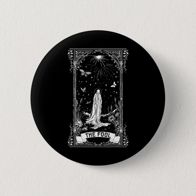 Die Fool Ghost Cotattcore-Tarot-Karte Hauptarcana Button (Vorderseite)