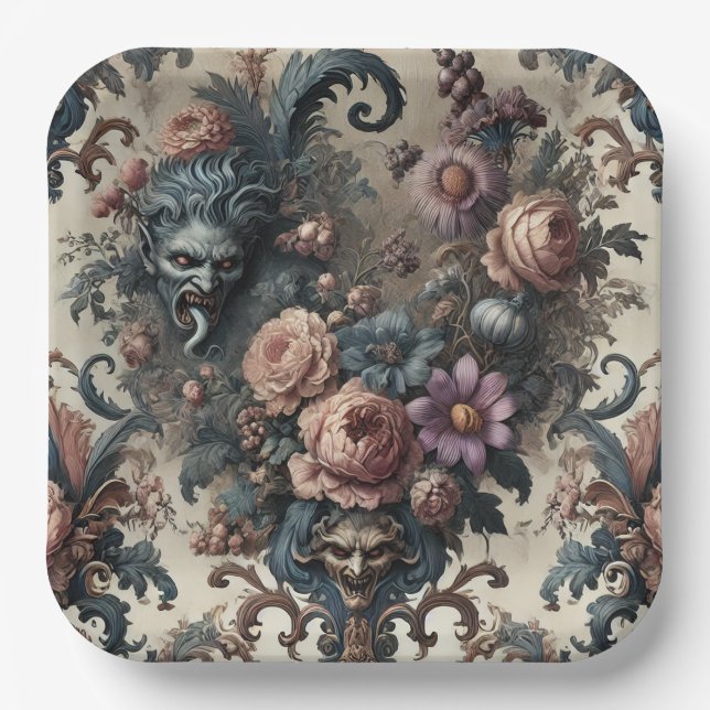 Die Formalen Unholde – Gothic Floral Design Pappteller (Vorderseite)