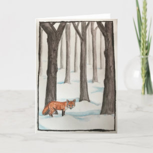 Die Fox in the Snow Folded Grußkarte Karte