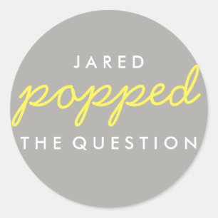 Die Frageopcorn-Begrüßungstafel-Aufkleber geklebt Runder Aufkleber