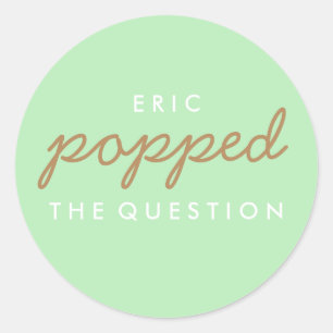 Die Frageopcorn-Begrüßungstafel-Aufkleber geklebt Runder Aufkleber