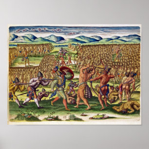 Die Franzosen helfen den Amerikanischen Ureinwohne Poster