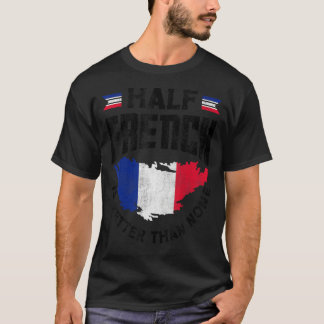 Die französische Flagge Frankreichs ist halb franz T-Shirt