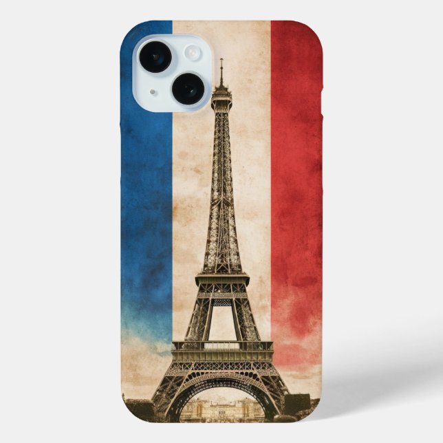 Die französische Flagge und der Eiffelturm Case-Mate iPhone Hülle (Rückseite)