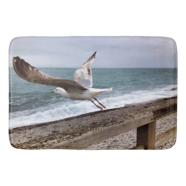 Die französische Möwe von Etretat Badematte (Vorderseite)
