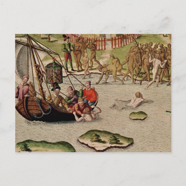 Die französischen Schiffe landen Postkarte (Vorderseite)