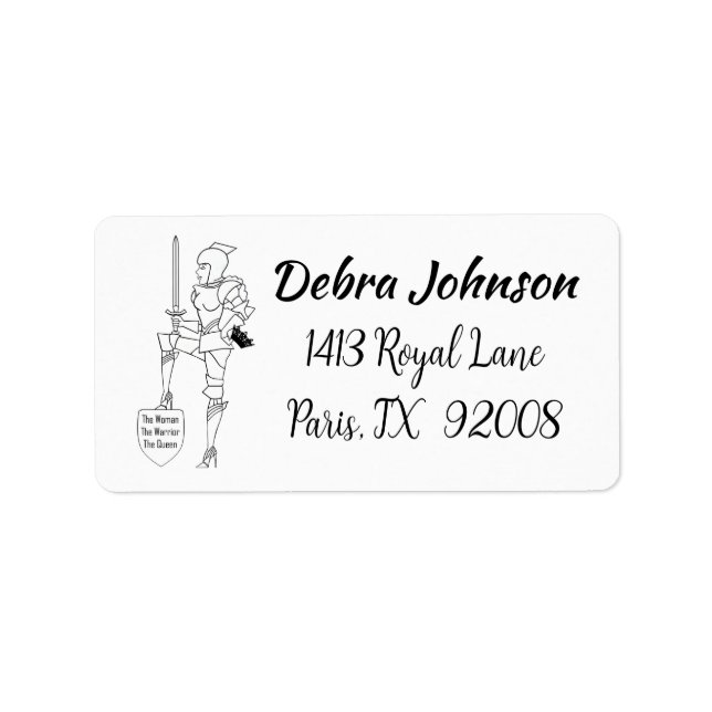 "Die Frau, der Krieger, die Königin" Adressaufkleber (Vorne)