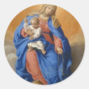 Die Frau des Rosenkranzes Runder Aufkleber