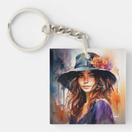 Die Frau im Hut: Portrait der lebendigen Gnade Schlüsselanhänger