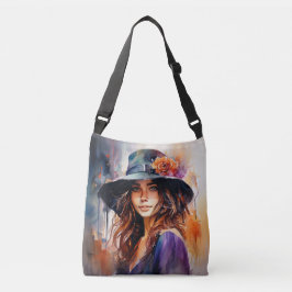 Die Frau im Hut: Portrait der lebendigen Gnade Tragetaschen Mit Langen Trägern