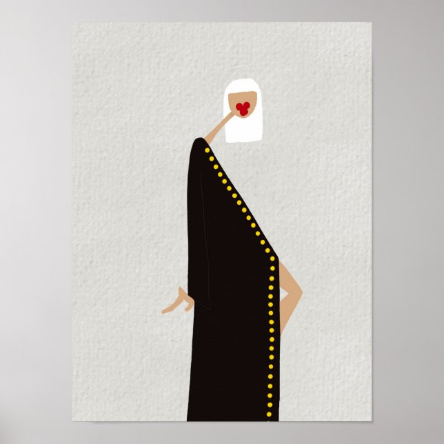 Die Frau im Schwarzen Glamour - Illustrationspopst Poster (Vorne)
