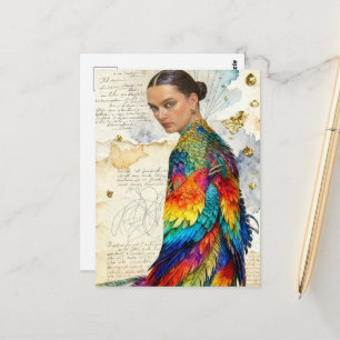 Die Frau im Vogelfrauenkleid Postkarte