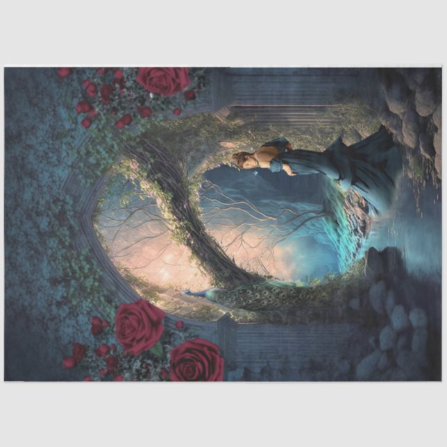 Die Frau im Woods Fantasy Portrait Art Seidenpapier (Vorderseite)