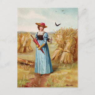 Die Frau in der Weizenfeldfoto Postkarte