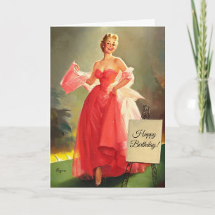 Die Frau in einem rosa Ballgown, Geburtstag Karte