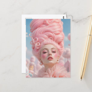 Die Frau mit rosa Zuckerwattehaar Postkarte