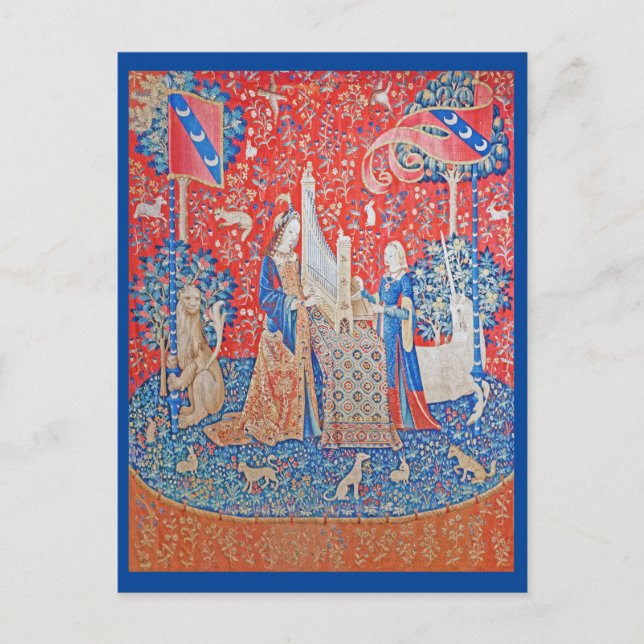 Die Frau und das Einhorn / Anhörung Postkarte (Vorderseite)