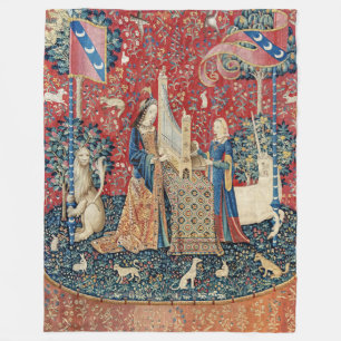 Die Frau und das Einhorn, hörend Fleecedecke