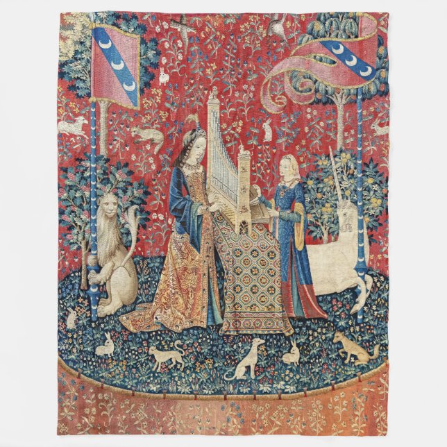 Die Frau und das Einhorn, hörend Fleecedecke (Vorderseite)