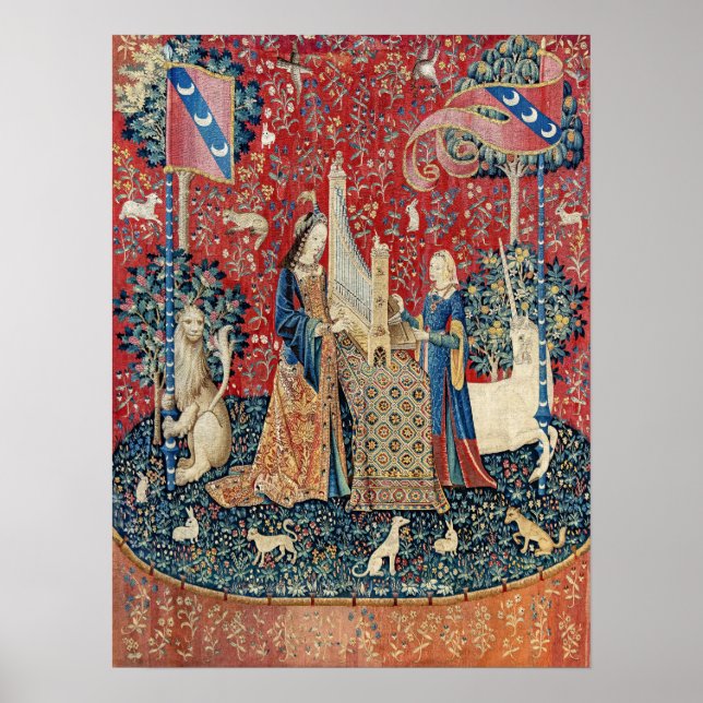 Die Frau und das Einhorn, hörend Poster (Vorne)