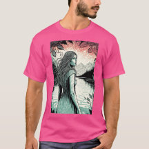 die Frau und das psychedelische Shirt