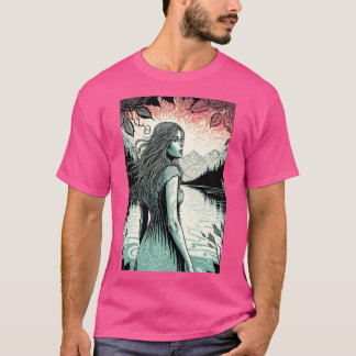 die Frau und das psychedelische Shirt