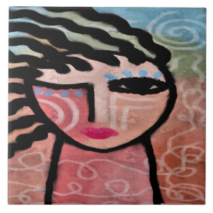 Die Frau und die Abstrakte digitale Malerei der So Fliese