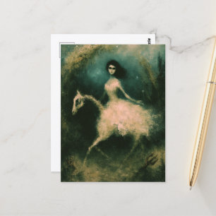 Die Frau und ihr skelettartiges Seepferd Postkarte