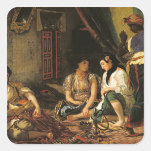 Die Frauen von Algier in ihrer Wohnung, 1834 Quadratischer Aufkleber