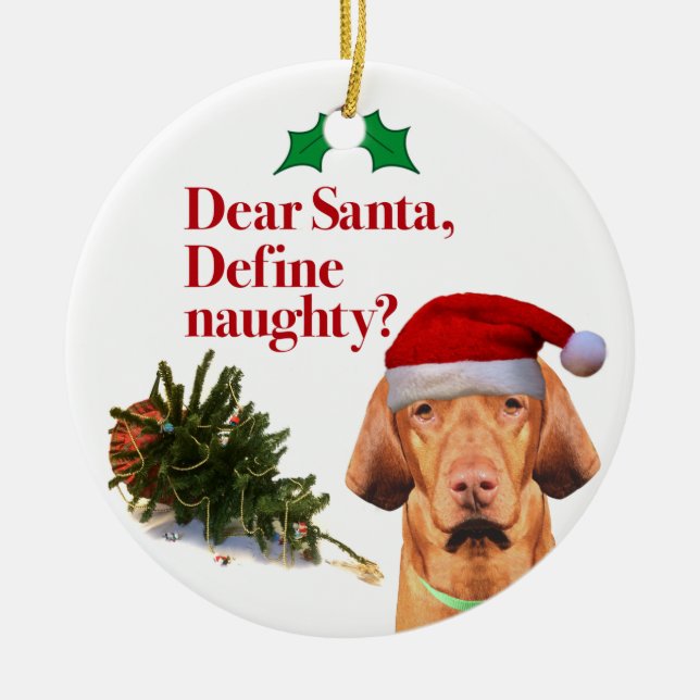 Die freche Vizsla Weihnachtskreis-Verzierung Keramik Ornament (Vorne)