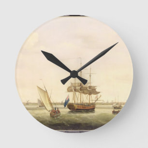 Die Fregatte "Überraschung" am Anker weg von Runde Wanduhr