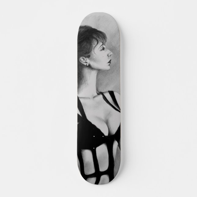 Die Freifrau Original Art Portrait Drawing Skateboard (Vorne)