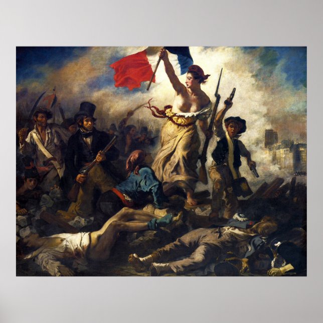 Die Freiheit, das Volk von Eugene Delacroix zu füh Poster (Vorne)