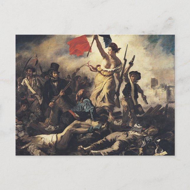 Die Freiheit, das Volk von Eugene Delacroix zu füh Postkarte (Vorderseite)