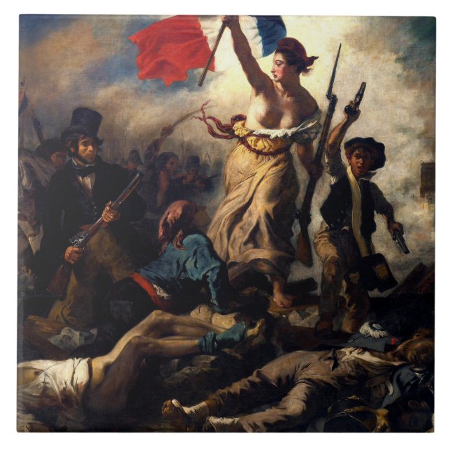 Die Freiheit führt das Volk, Eugene Delacroix Fliese (Vorderseite)