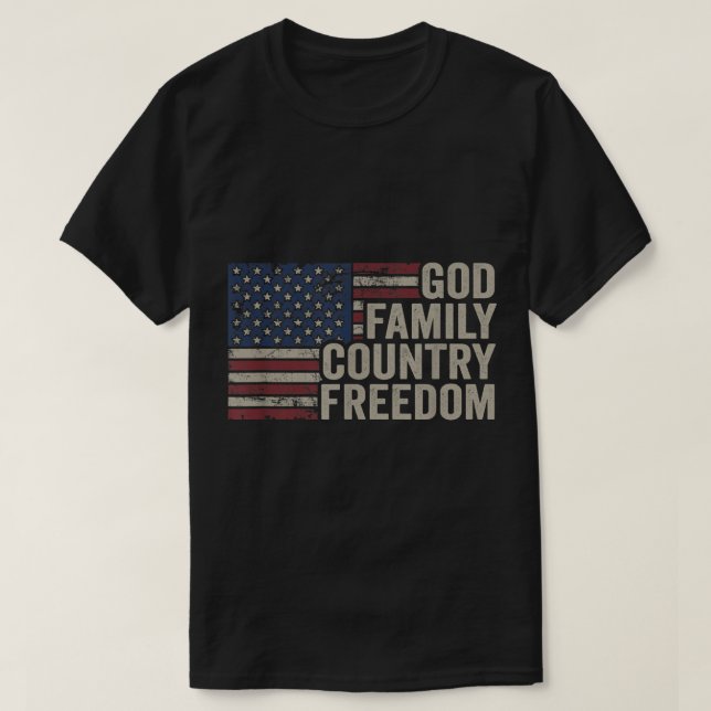 Die Freiheit Gottes Familie 4. Juli USA Flaggensta T-Shirt (Design vorne)