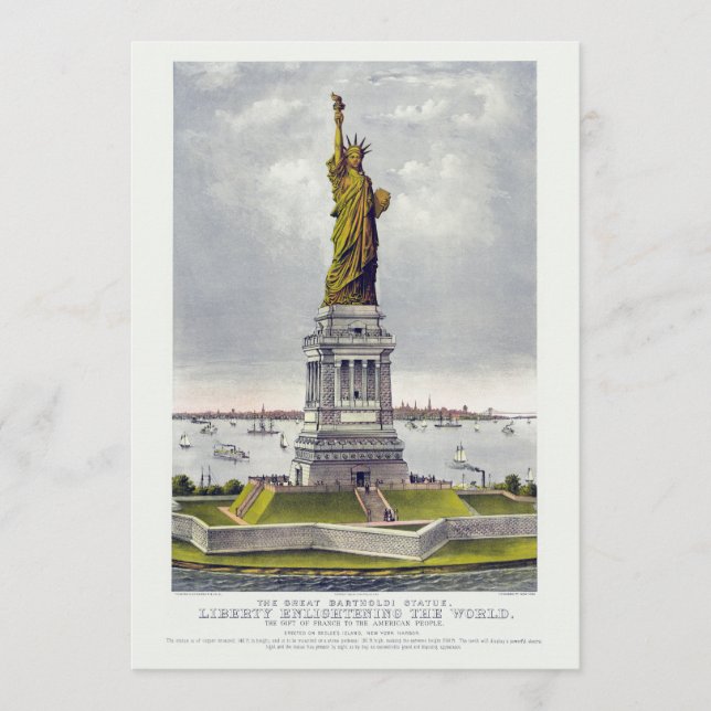 Die Freiheitsstatue, Die große Bartholdi-Statue Einladung (Vorderseite)