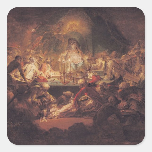 Die Freimaurer des Affen Quadratischer Aufkleber (Vorderseite)