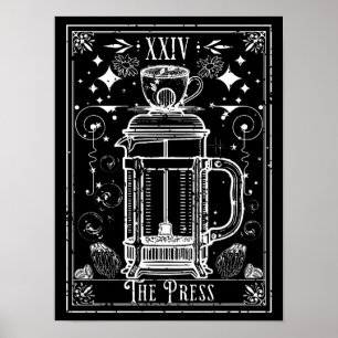 Die French Press Kaffee Tarot Karte Poster