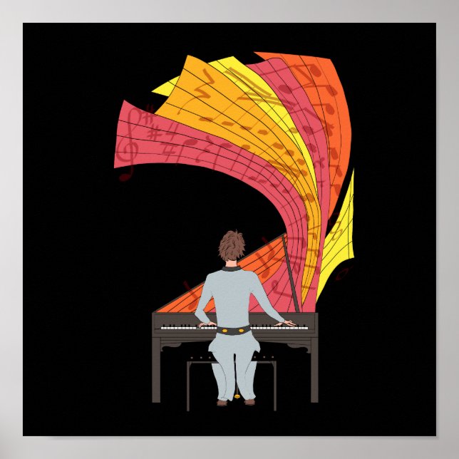 Die Freude am Klavierspiel (schwarz) Poster (Vorne)