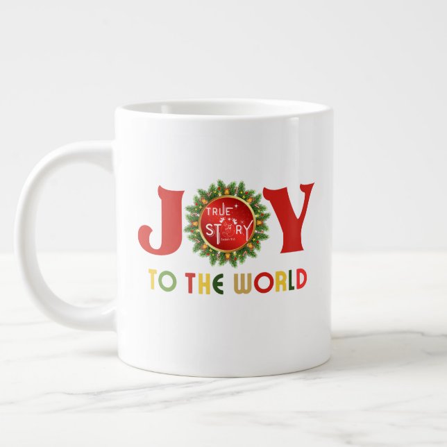 Die Freude am Weihnachtskranz der Welt Jumbo-Tasse (Links)