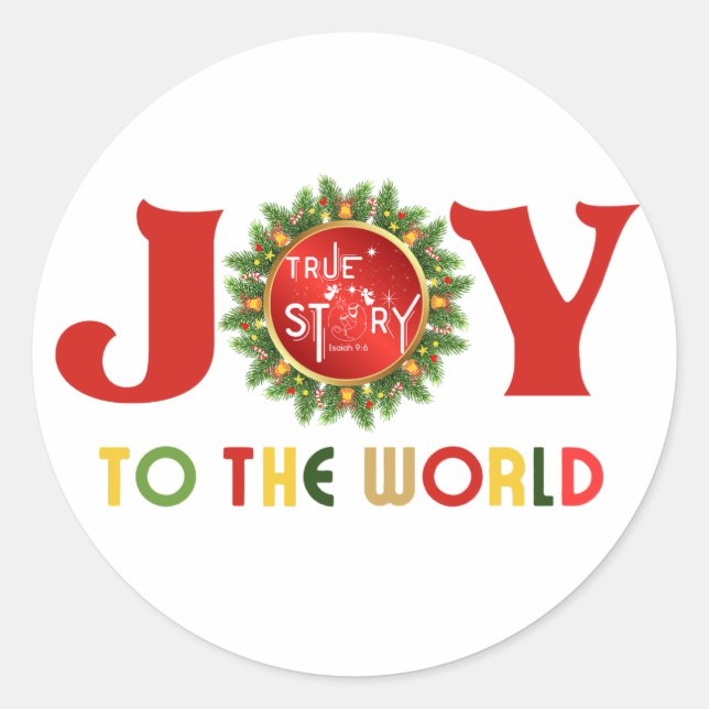 Die Freude am Weihnachtskranz der Welt Runder Aufkleber (Vorderseite)