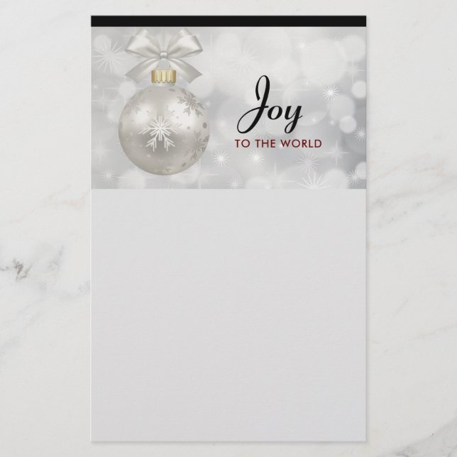 Die Freude am Welt Elegant Silver Christmas Ball Briefpapier (Vorderseite)