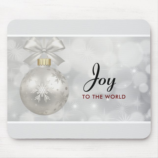 Die Freude am Welt Elegant Silver Christmas Ball Mousepad (Vorne)