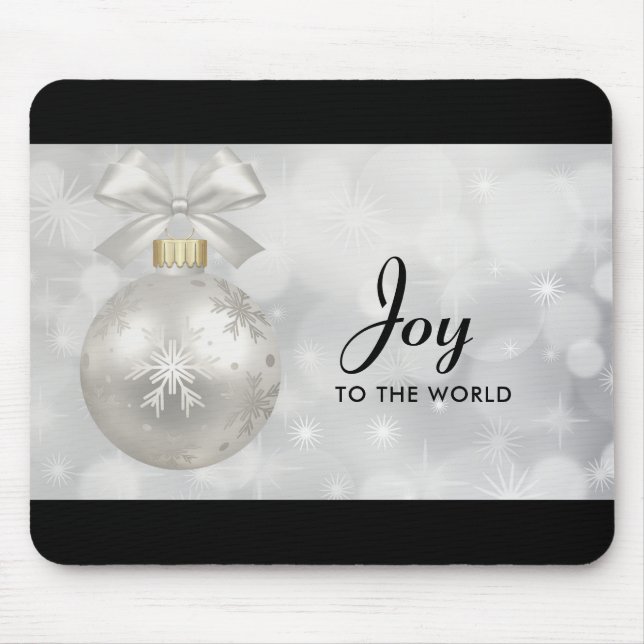 Die Freude am Welt Elegant Silver Christmas Ball Mousepad (Vorne)