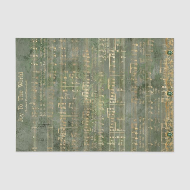 Die Freude an der Welt Gold Weihnachtsmusik-Dekoup Seidenpapier (Vorderseite)
